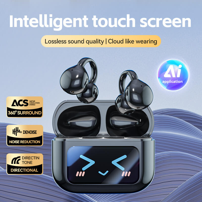 SMILESWAY clip on ear headphones wireless with intelligent touch screen and noise reduction features