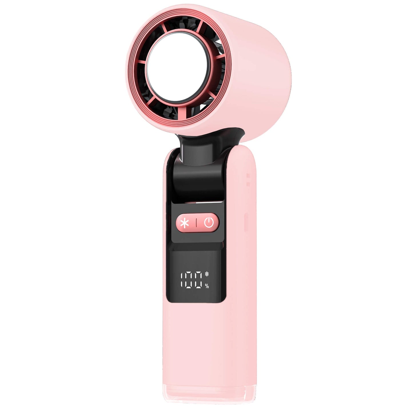 SMILESWAY portable USB cold fan in pink with digital display and compact handheld design