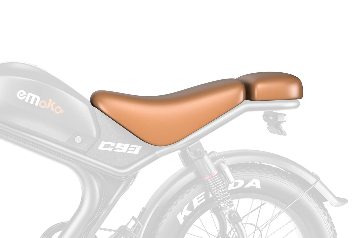 Emoko brown replacement electric bike seat designed for comfort and durability on electric bikes