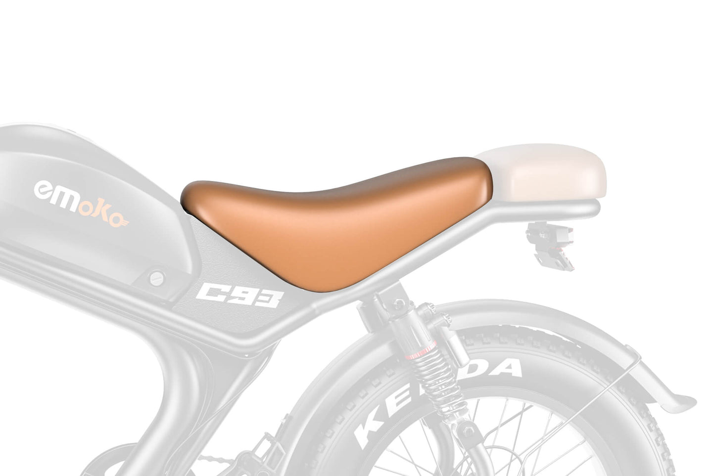 Emoko replacement electric bike seat in brown leather for comfort and style on electric bikes