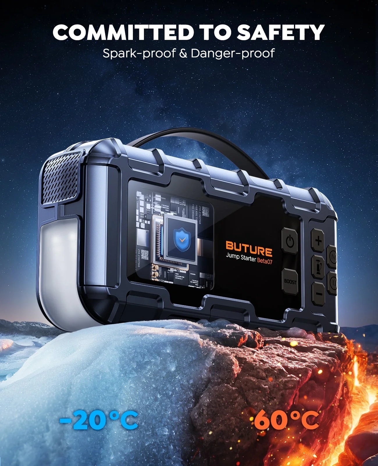 Buture Beta07 Car Jump Starter 6000A With 160PSI Air Compressor
