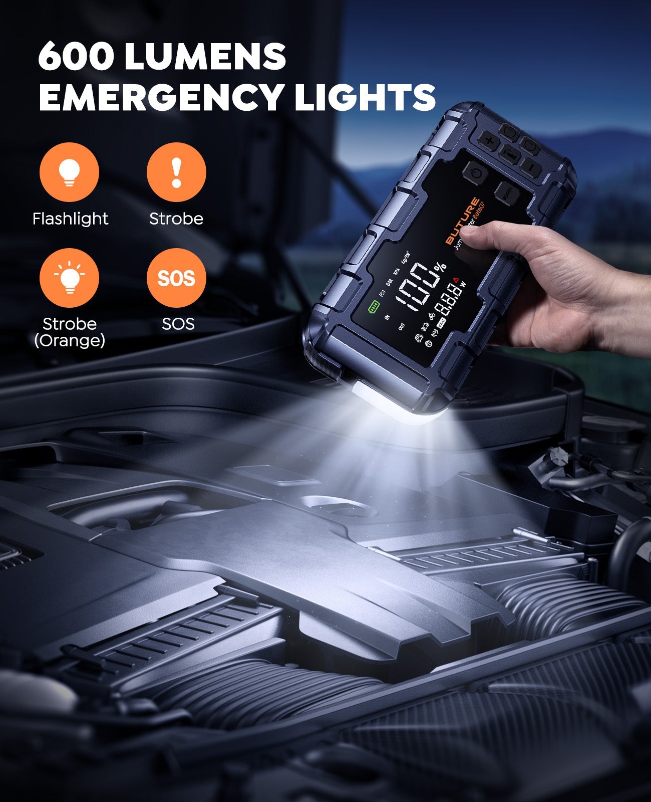 Buture Beta07 Car Jump Starter 6000A With 160PSI Air Compressor