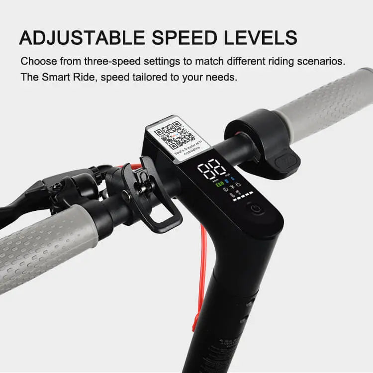 EMOKO electric scooter handlebar with adjustable speed levels and digital display for riding control