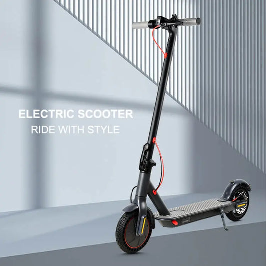 EMOKO electric scooter in black with red brake cable and stylish design for urban commuting