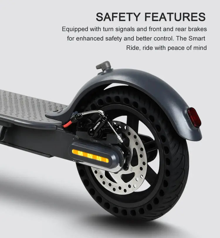 EMOKO electric scooter rear wheel with turn signals and disc brakes for enhanced safety and control