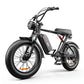 Emoko black powerful electric commuter bike with fat tires and front headlight for urban riding