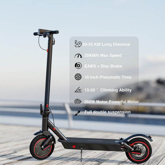 EMOKO electric scooter with features listed including 30-35 KM range and powerful motor for long range commuter e scooter