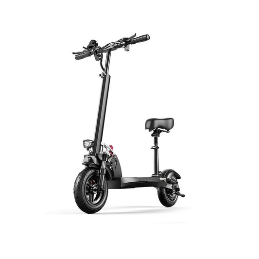 EMOKO black portable commuter electric scooter with seat and front headlight for urban travel