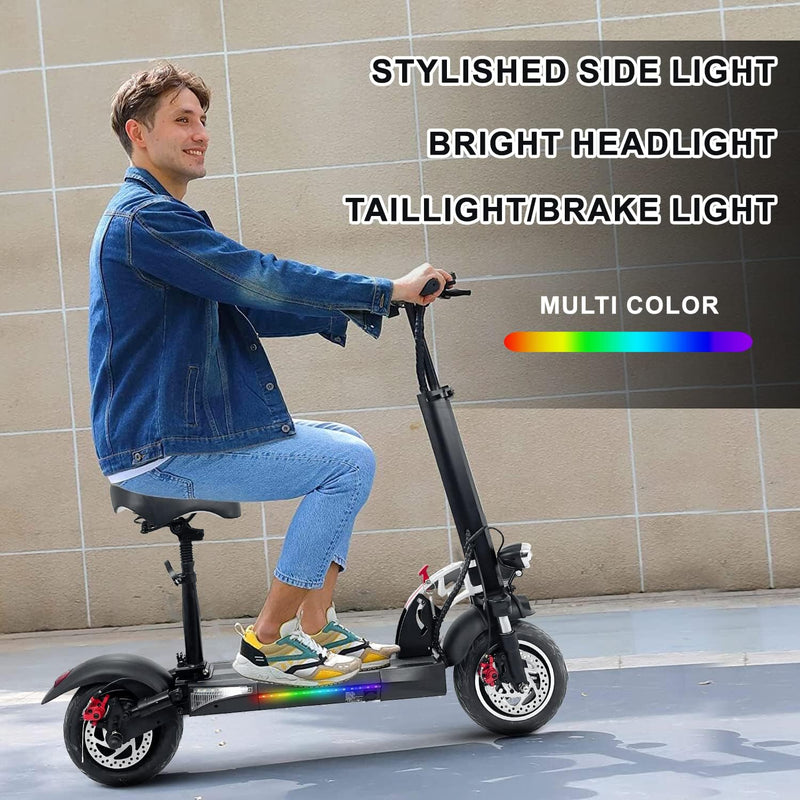 EMOKO portable commuter electric scooter with stylish side light bright headlight and taillight brake light