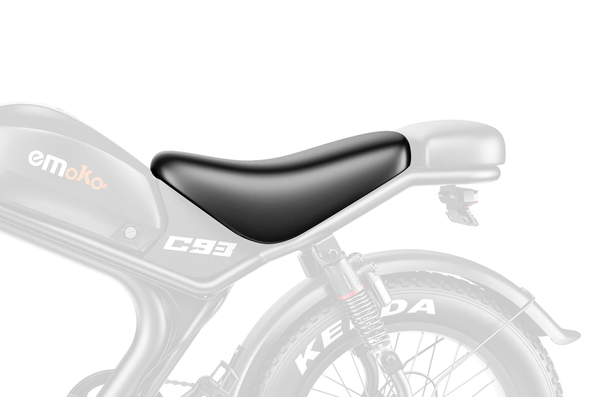 Emoko replacement electric bike seat in black designed for comfort and durability